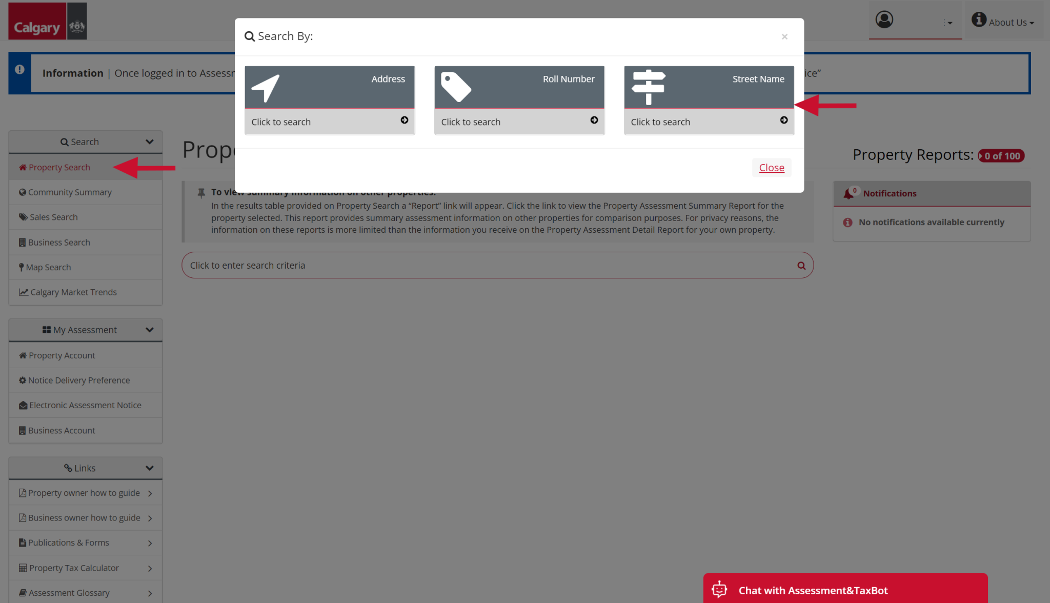 assessment search property step 2
