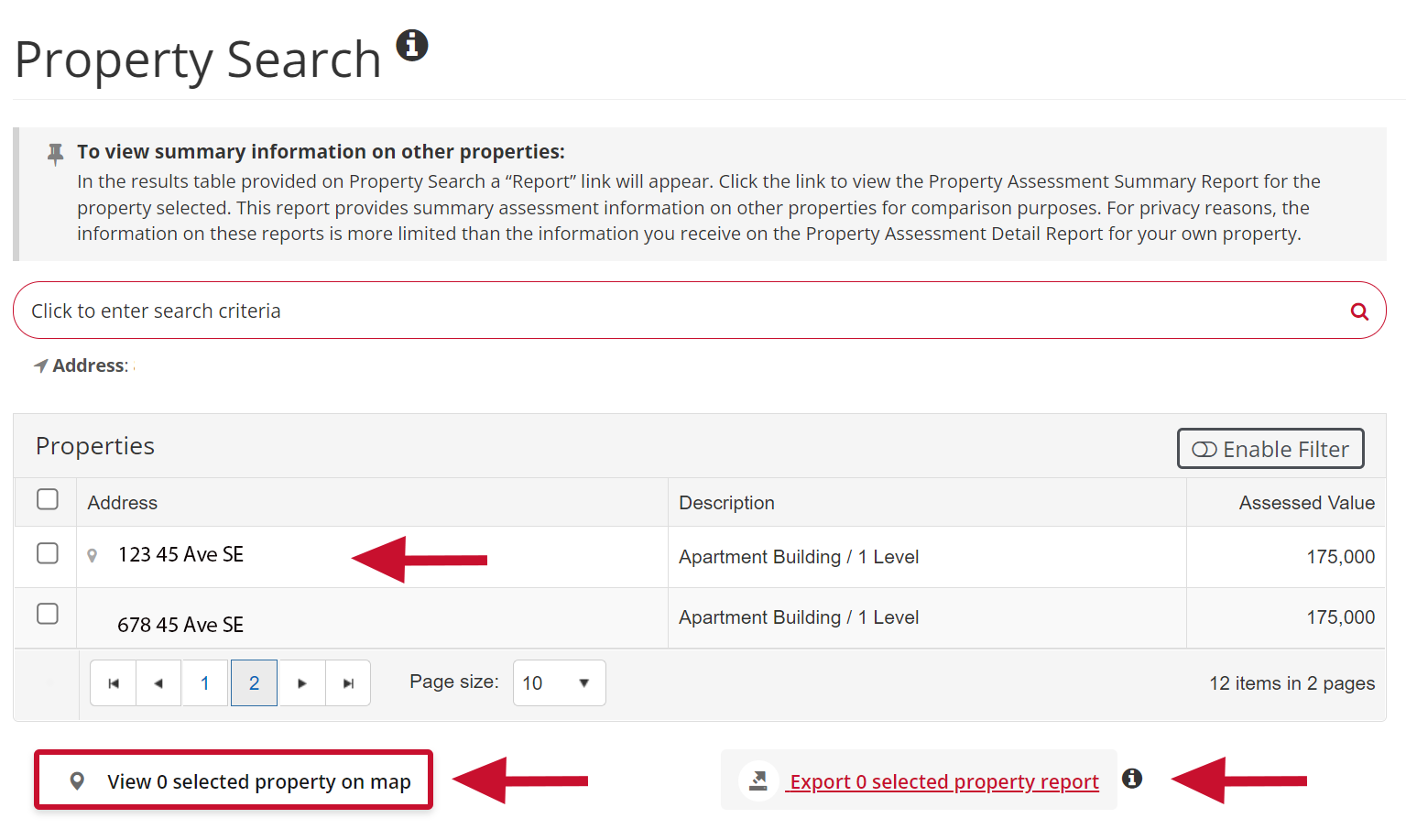 assessment search property step 2