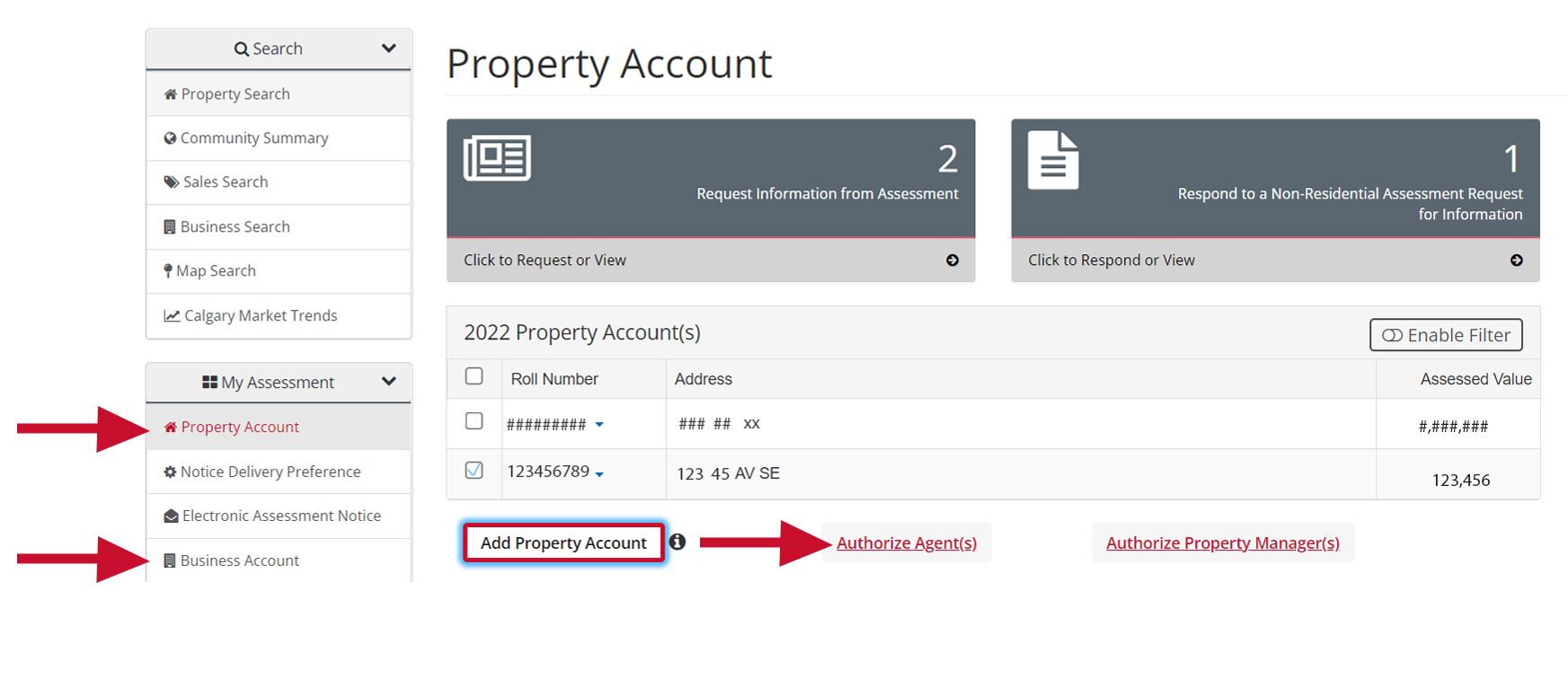 authorize an agent on assessment search