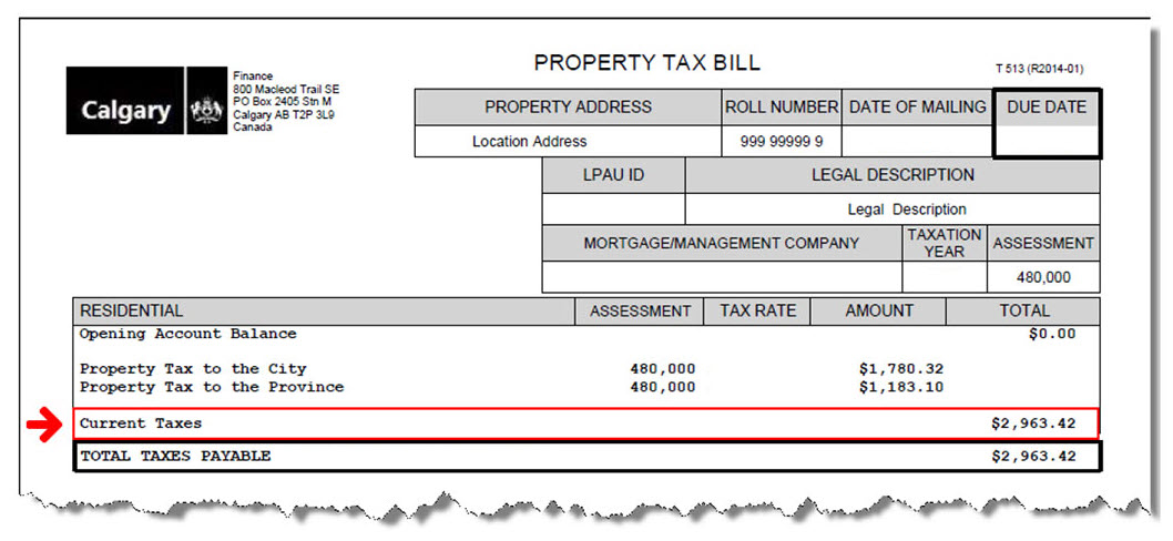 Click the image to viewer the tax bill sample