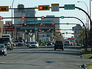 overhead traffic light display