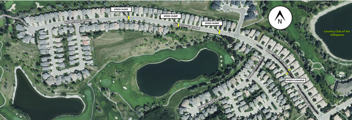 click to enlarge location of speed cushions and humps map