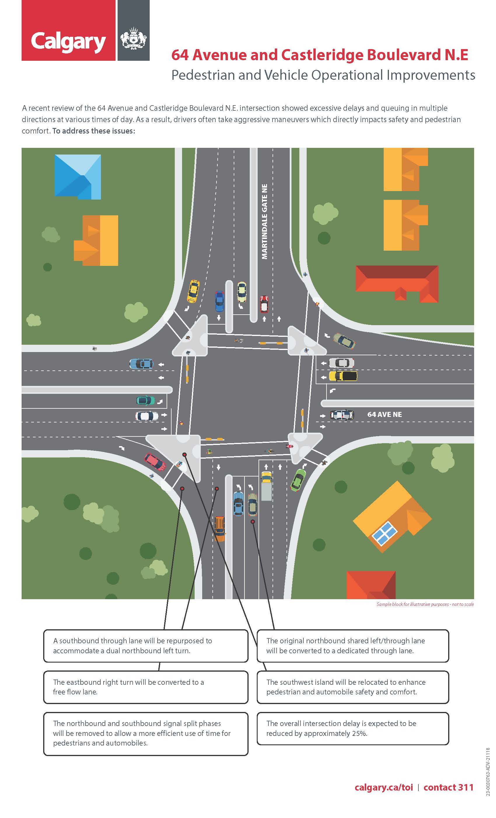 Improvements to Pedestrian and Vehicle operations at 64 Avenue and Castleridge Blvd.
