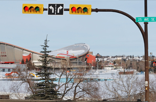 Traffic signals at a Calgary intersection